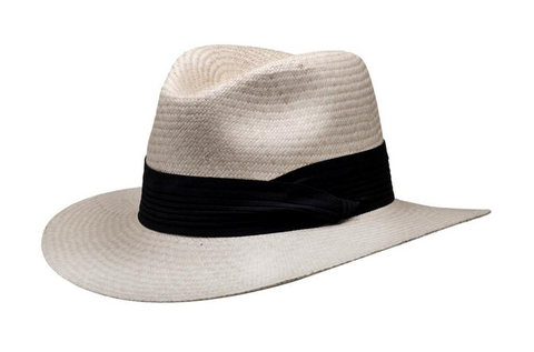 womens straw fedora with coloured band -S248