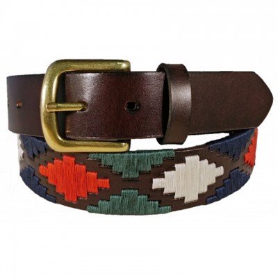 Polo Pattern Leather Belt by Ibex of England