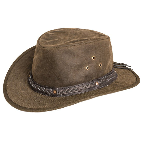 olive oil skin wax hat with leather braided hat