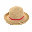 ladies mottled straw hat with slim band -S177
