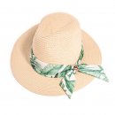 ladies fedora straw hat with floral band - S331