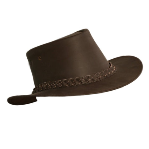 child's brown leather australian hat / x small 55cm. Cak-61