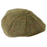 ZH015 Arran Harris Tweed 8 Piece Cap - Olive/gold